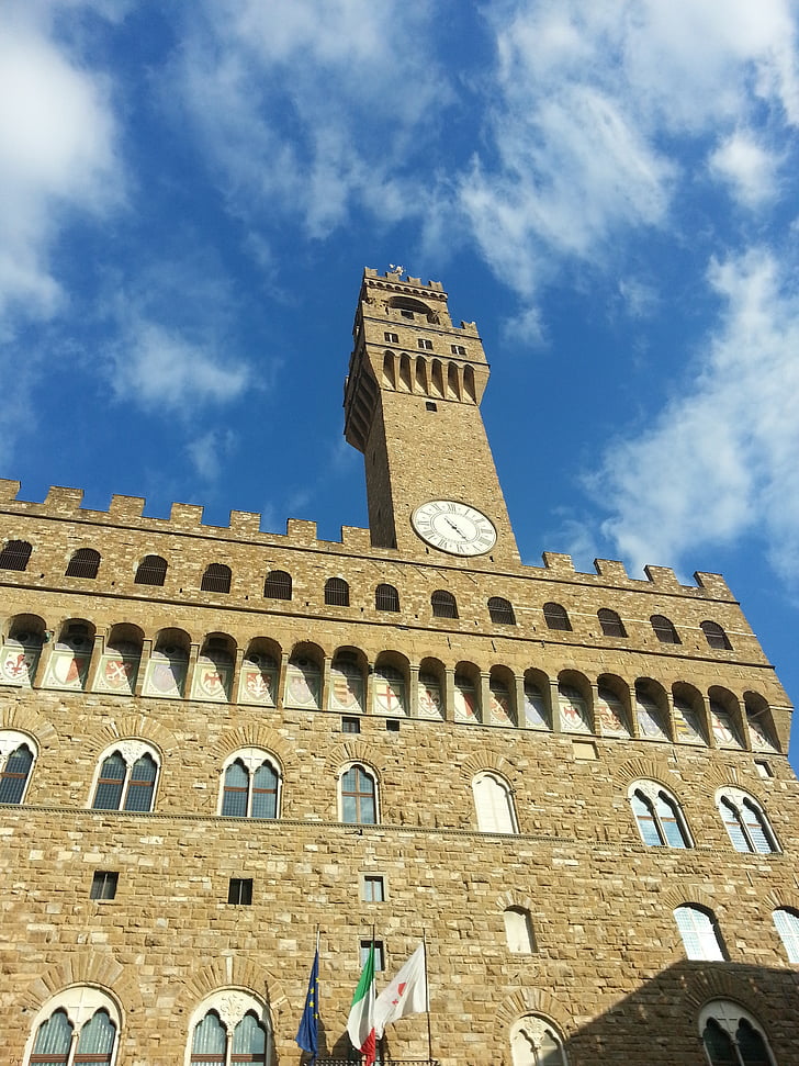 Firence, modra, nebo, prazniki, ljudje, arhitektura, stolp