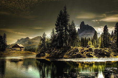 Lago federa, Belluno, İtalya, Dolomites, Göl, doğa, dağlar