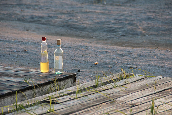 μπουκάλι, αλκοόλ, Νεκρή φύση, ποτά, ποτό, φύση, στη θάλασσα