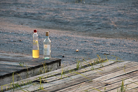 fľaša, alkohol, zátišie, nápojov, nápoj, Príroda, more