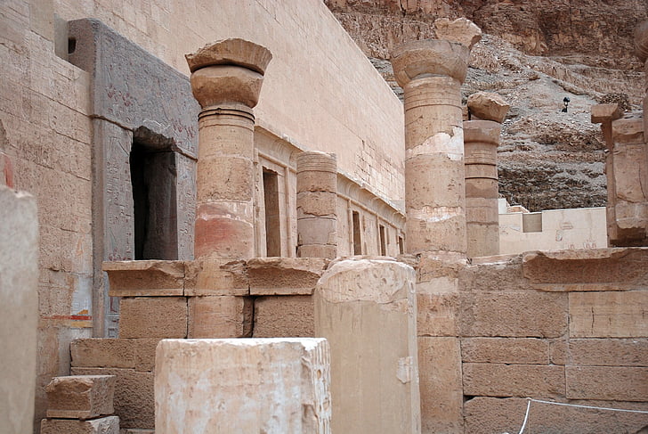 Ägypten, Antike, Archäologie, Luxor, Tempel der Hatschepsut, Denkmäler, Spalten