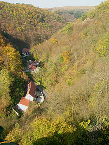 ősz, természet, hegyek, fák, falu, Prága, táj