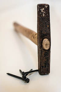martillo, de uñas, herramienta, arte, trabajo, metal, hierro