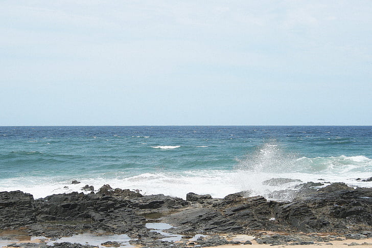 morje, Ocean, vode, valovi, pene, spray, kamnine