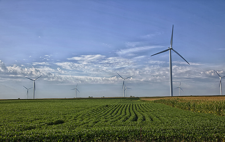 Missouri, veterné turbíny, energie, Zelená energia, Sky, oblaky, farma