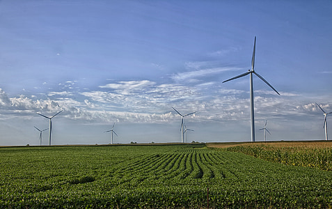 Missouri, tuuleturbiinid, energia, roheline energia, taevas, pilved, talu