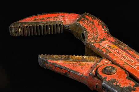 pipe wrench, plumber, pliers, force, tool, corner swede, red