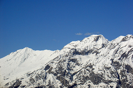 góry, alpejska, zimowe, śnieg, postkartenmotiv, obraz kalendarz, dramatyczne