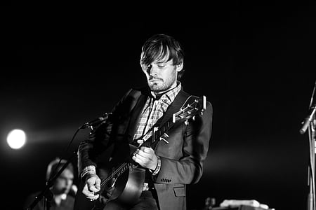 adult, band, black-and-white, close-up, concert, entertainment, festival