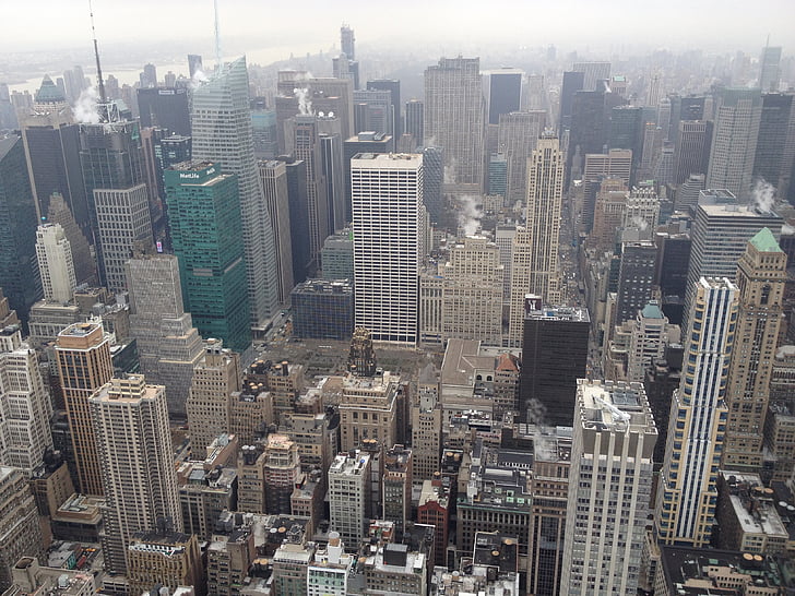 Manhattan, NYC, New york Citys skyline, skyline, bybildet, skyskraper, sentrum