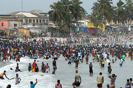 加纳, 水, 海滩, 有趣的沐浴, 复活节