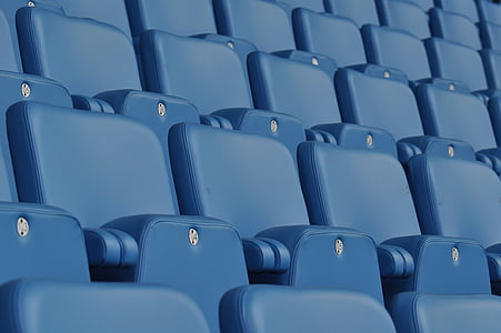 sièges, bleu, stade, places assises, moderne, meubles, public