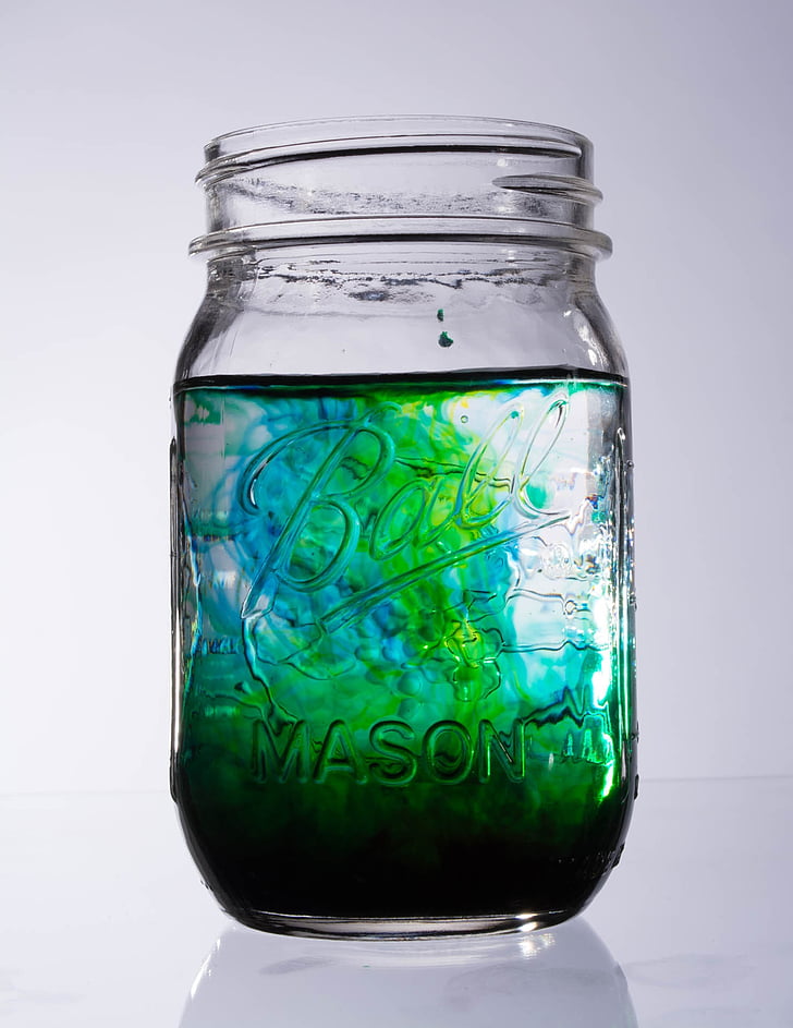glas, jar, abstract, water, voedselkleuring, Swirl, blauw