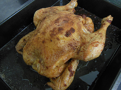 poulet, chicken, oven, cooked, delicious, meat, eat