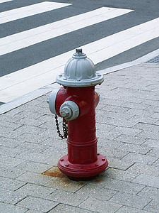 brandpost, eld, röd, USA, övergångsstället, trottoar