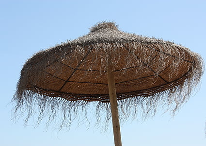 holiday, parasol, tropical, blue sky, relaxation, beach, sea