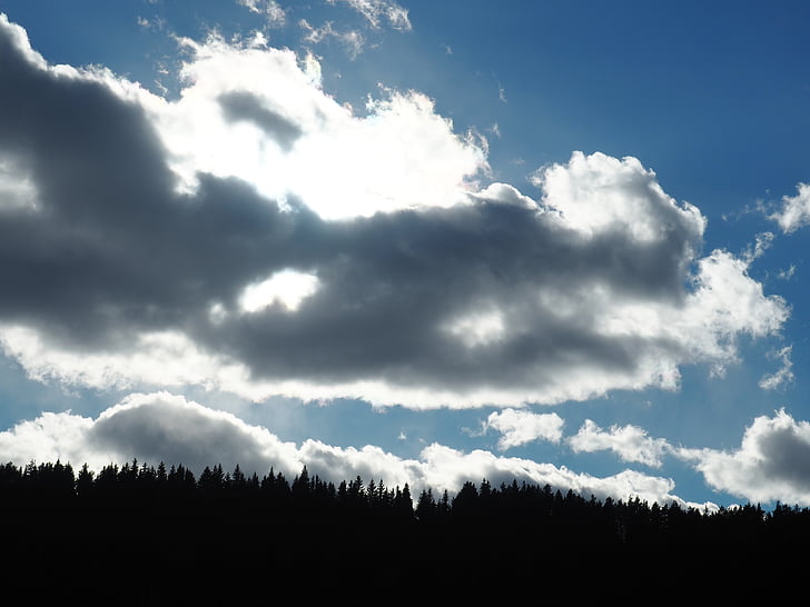 bulutlar, Güneş bulutların arkasında, gökyüzü, Güneş, doğa, Karelya, ladoga Gölü üzerinde gökyüzü