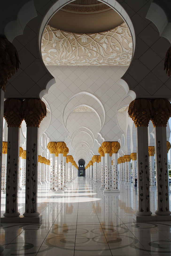 Mosquée, Abu dhabi, Mosquée blanche, Emirates, Orient, Mosquée de cheikh zayid, Islam
