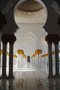 moskee, Abu dhabi, witte moskee, Emiraten, Orient, Sjeik zayid moskee, Islam