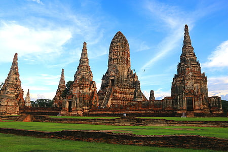 antični tempelj, starega templja, tempelj, ayudhya, zgodovinskem mestu, dediščine, Siam