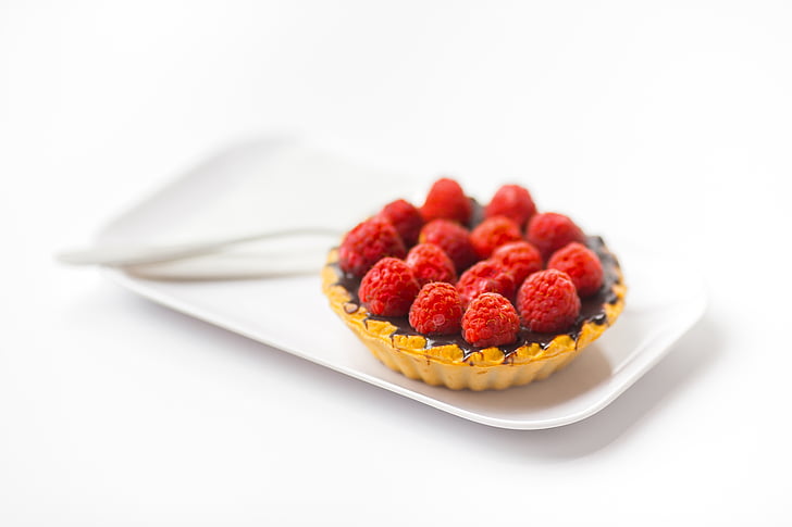 rasp, Berry, topping, chocolade, tart, rood, voedsel