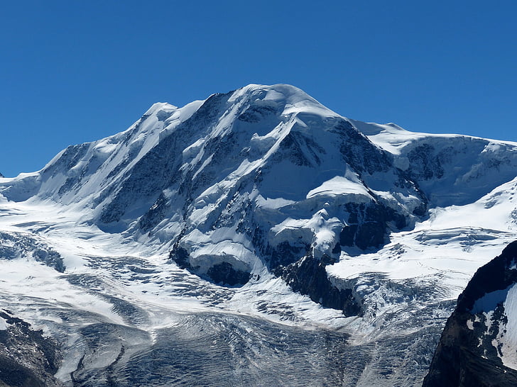 alpské, hory, Lyskamm, ledovec, Švýcarsko, Zermatt