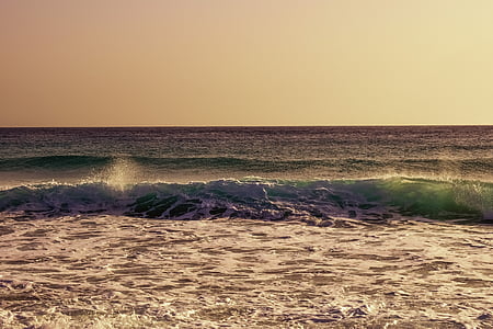 mar, onda, à tarde, natureza, cenário, Horizon