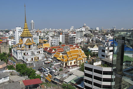 バンコク, ビュー, 都市の景観, 旅行, タイ