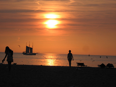 sol, perdição, praia, Scheveningen, mar, luz, Costa