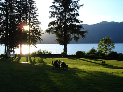 Lake quinault, Lake quinault lodge, natuur, water, meren, weergave, landschap
