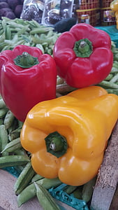paprika, tomater, gul, röd, grönsaker