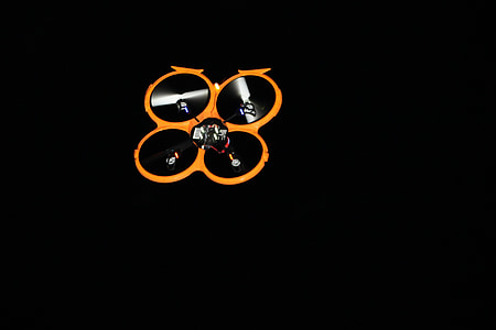 drone, fly, på natten, fly, rotoren, fly