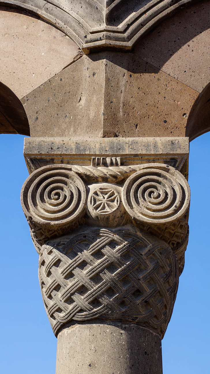 columna, adorn, capital, ruïna, històric, arquitectura, l'església