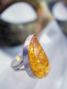 Amber, prsten, Sterling srebro, kamena, dragulj, Dragi kamen, šarm