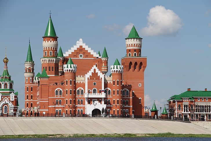 russia, city, yoshkar-ola, sights, red brick, castle