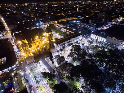 centrale plein, Foto lucht, Santa cruz, nacht, stadsgezicht, het platform, Straat