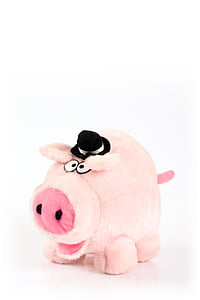 Плюшевые, игрушка, Талисман, домашнее животное, свинка, розовый, шляпа