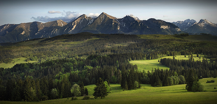 hory, Panorama, Podhale, Polsko, Tatra mountains