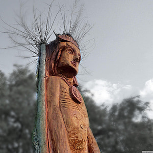 dřevotvor, scultura in legno, uno, sega a catena