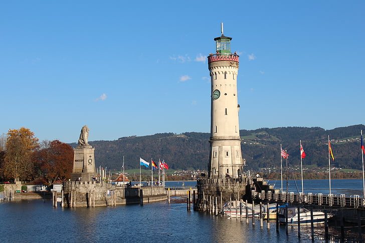 Bodensko jezero, Lindau, luka ulaz, zgrada izvana, izgrađena struktura, arhitektura, svjetionik