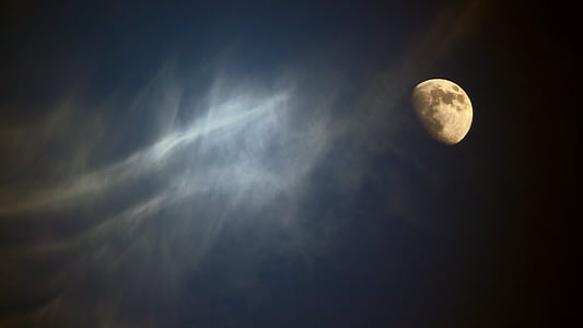mesiac, Sky, noc, modrá, tmavé, čierna, Astronómia