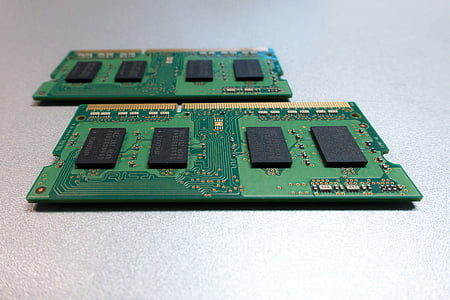 placa de circuito impresso, memória, verde, fundo, prata, computador portátil, componente de