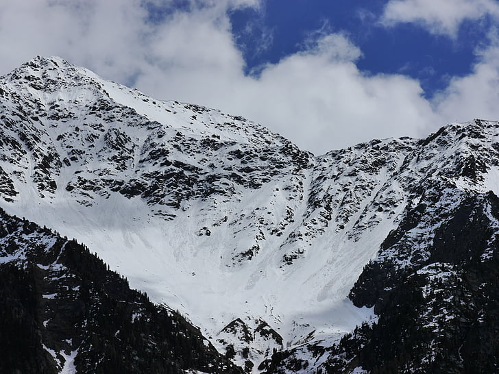 mountains, snow, blue, white, nature, clouds südtirol