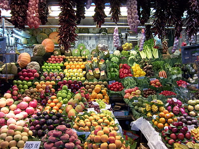 tržište, Barcelona, voće