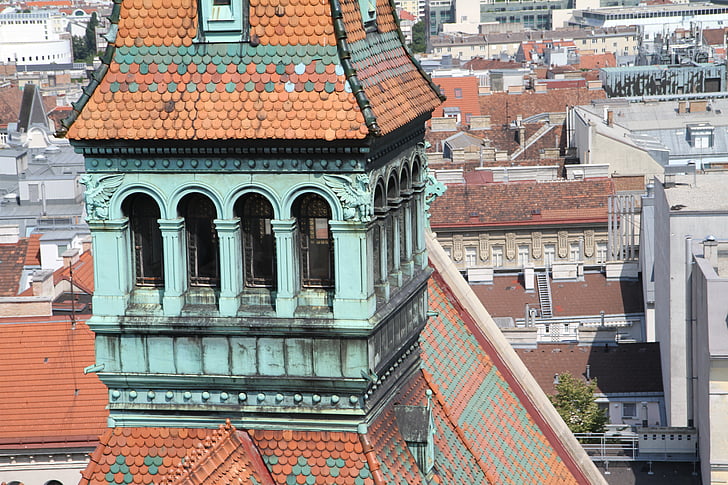 věž, kostel, Vídeň, město, Josef, staré, barevné