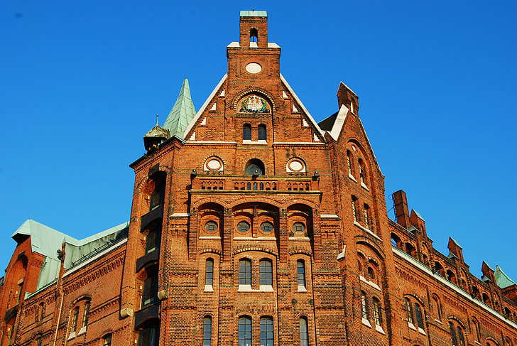 Kontorhaus, Hamburg, Speicherstadt, arkitektur, kobbertak, Tyskland, gamle speicherstadt
