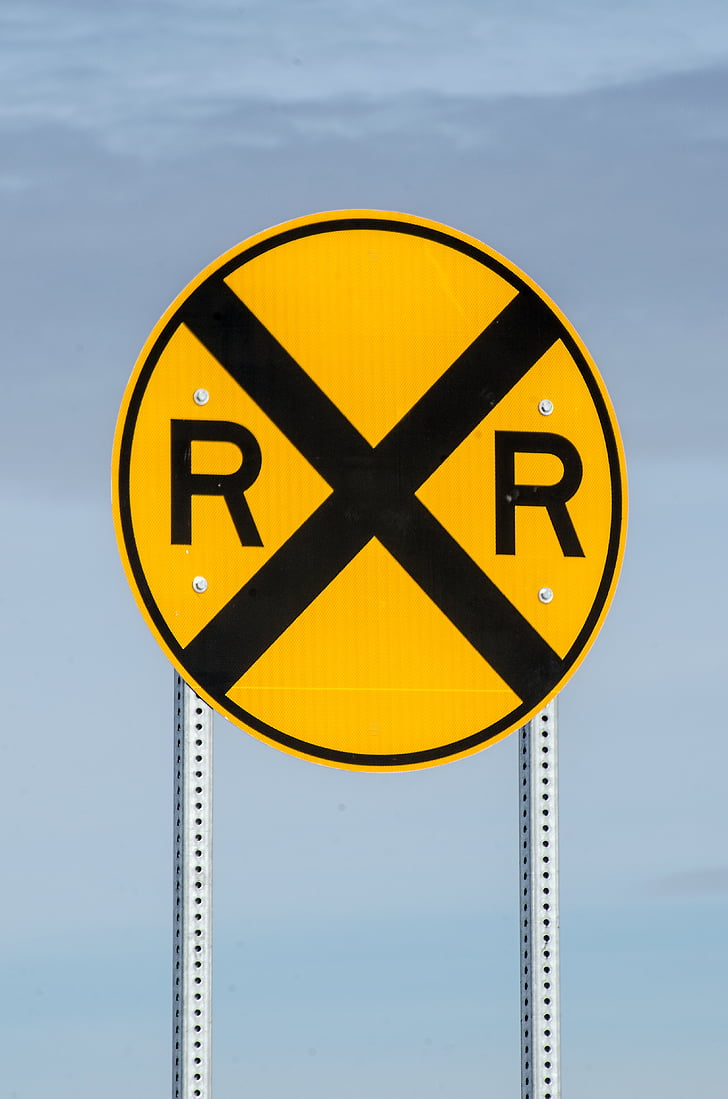 senyal de pas del ferrocarril, signe, ferrocarril, ferroviari, carretera, Avís, creuant