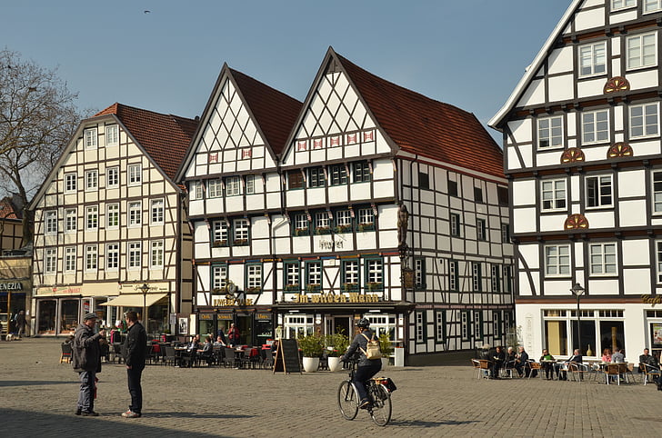 Jerman, Soest, arsitektur, berbingkai kayu, rumah setengah-kayu, Square, Kota