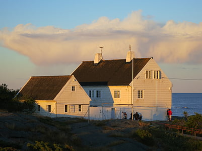 maják, dům na pobřeží, pobřeží, dům, oceán, Norsko, lyngør