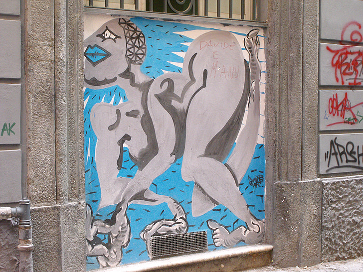 Неапол, уличното изкуство, стенописи, дъб улица, исторически център
